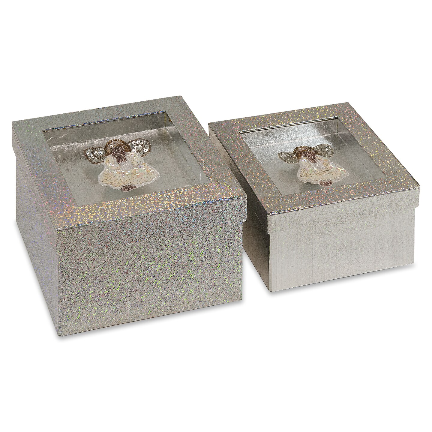 Hologram Gift Box Set with Decorative Angel Sequin Applique/Patch/ 2 Pc Set