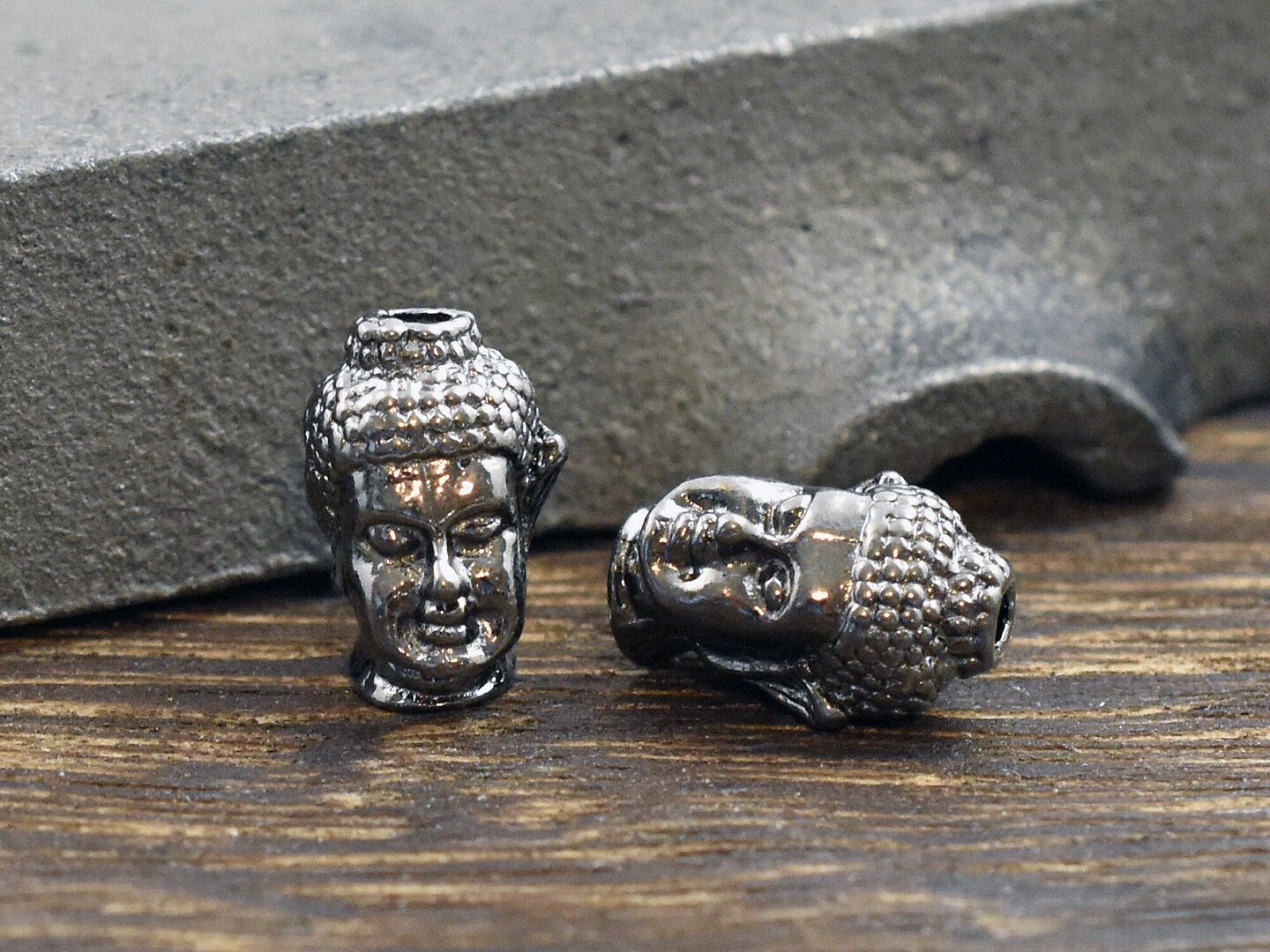 Buddha Beads - Buddha Head Bead - Mala Beads - Meditation Beads - 13x8mm - 10 Beads -- Choose Your color