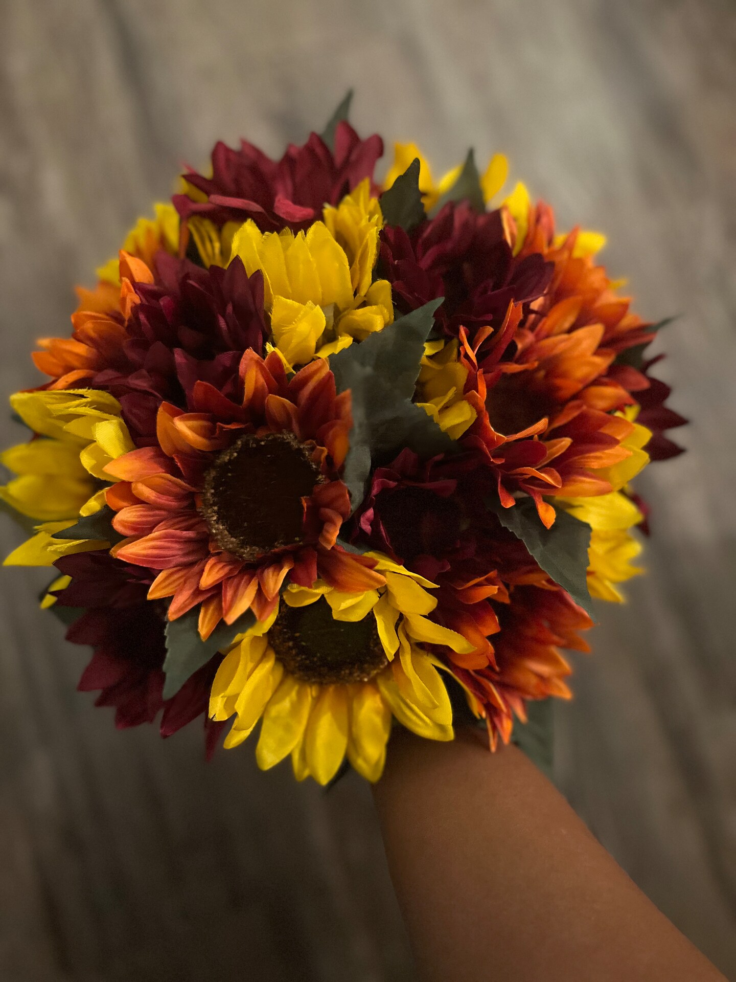 Autumn wedding bouquet sunflower bouquet orange burgundy sunflower bouquet WhenUwed product 4