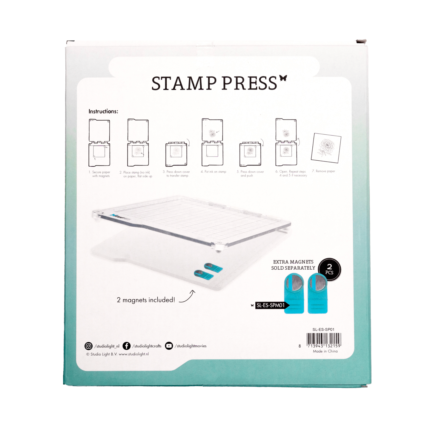 Studio Light SL Stamp Press Incl. 2 Magnets Essential Tools 160x160x20mm 3 PCS nr.01