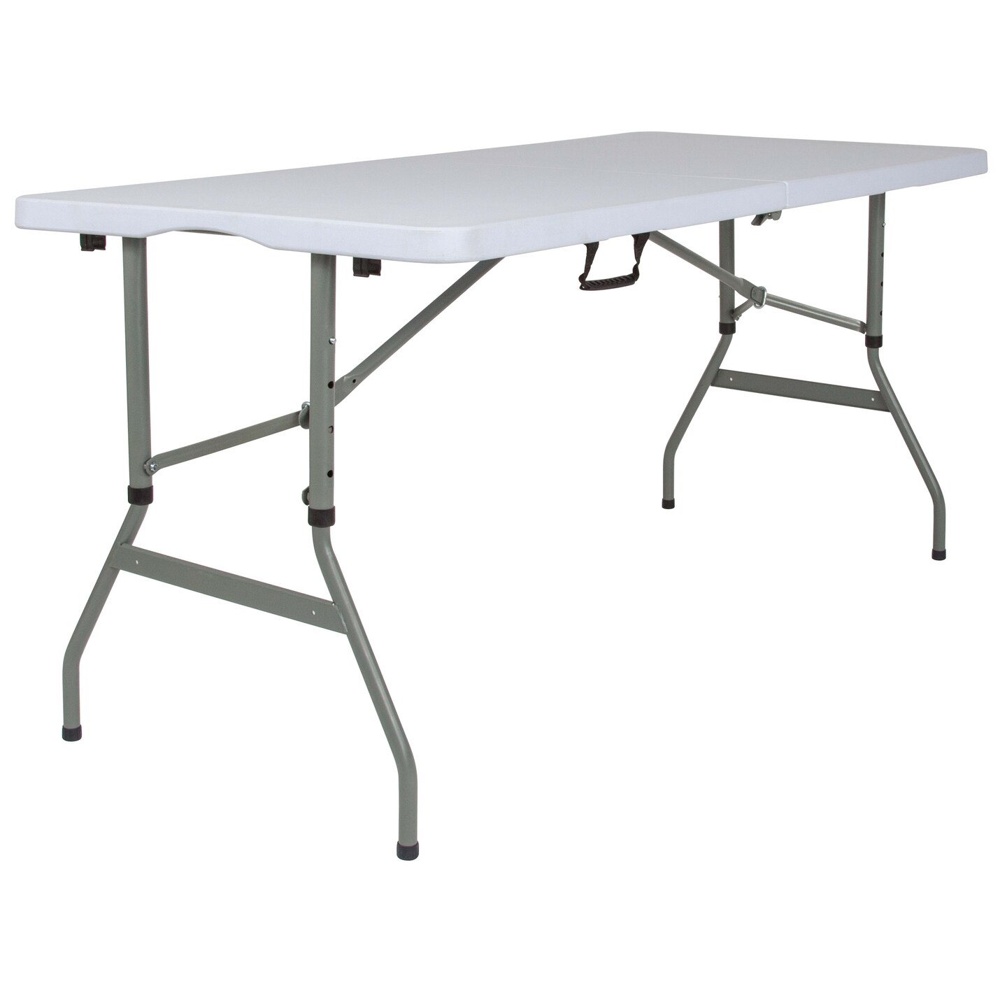 Emma and Oliver 5-Foot Height Adjustable Bi-Fold Plastic Banquet and Event Folding Table with Carrying Handle