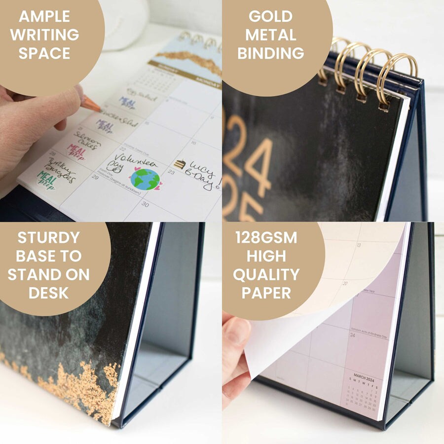 bloom daily planners 2024-2025 18 Month Standing Flip Desk Calendar, 8&#x22; x 10&#x22;, Watercolor