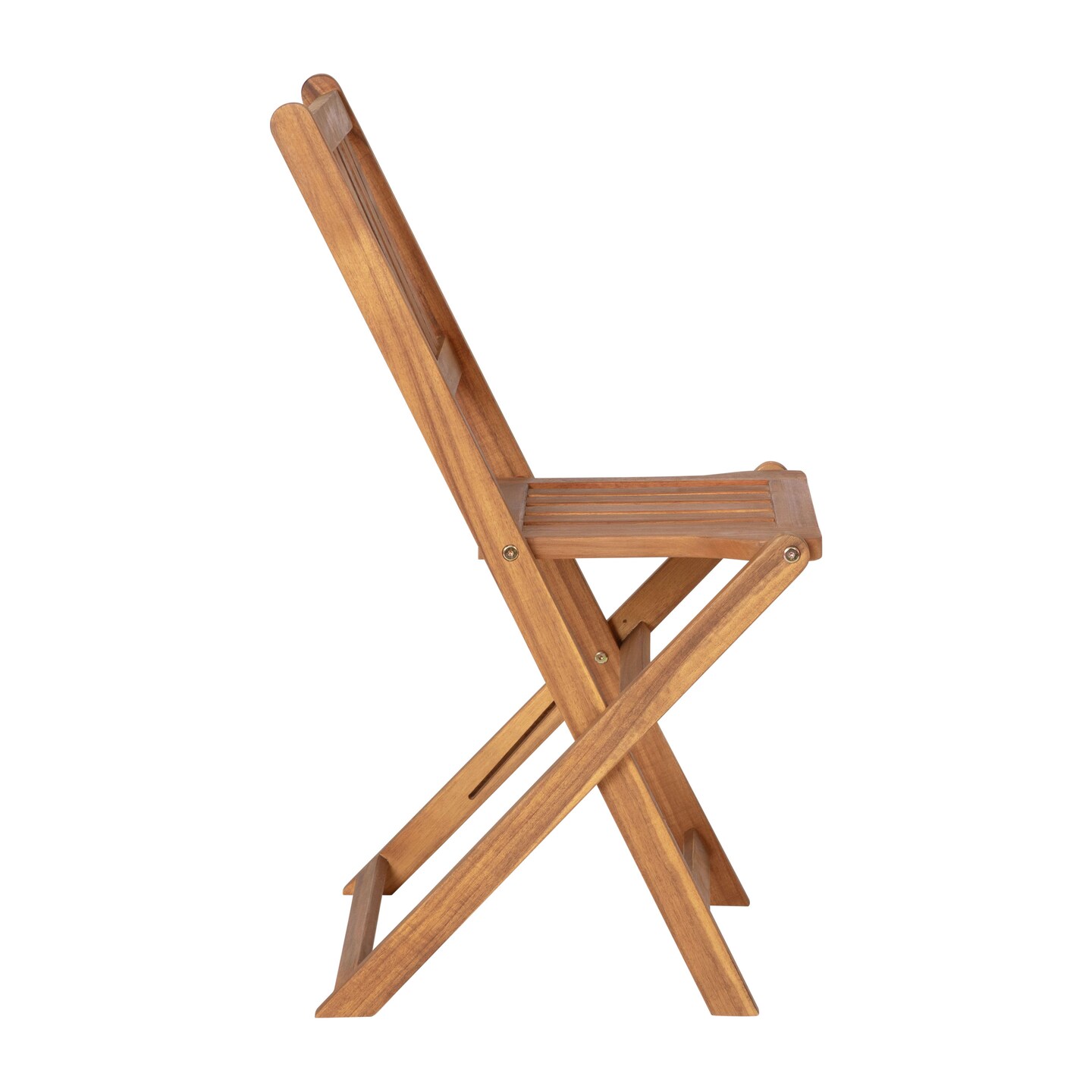 Merrick Lane Stora Three Piece Solid Acacia Wood Folding Patio Bistro Set with Lightweight Round Table and Two Chairs