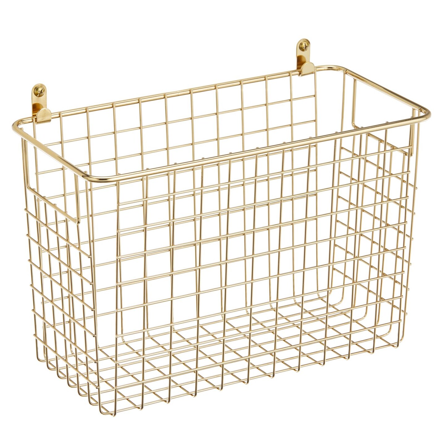 mDesign Metal Wall Mount Hanging Basket Shelf for Home Storage