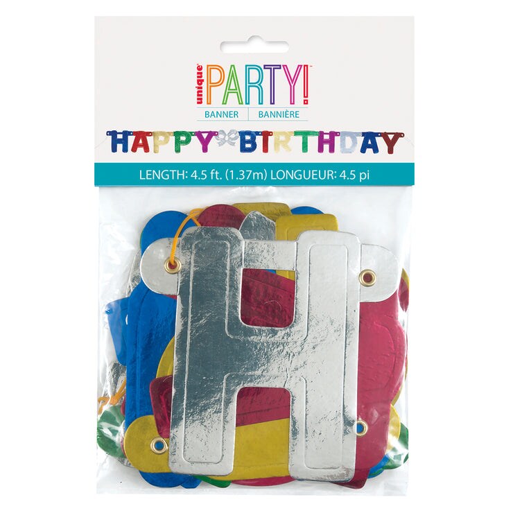 Colorful Happy Birthday Jointed Banner, 1ct