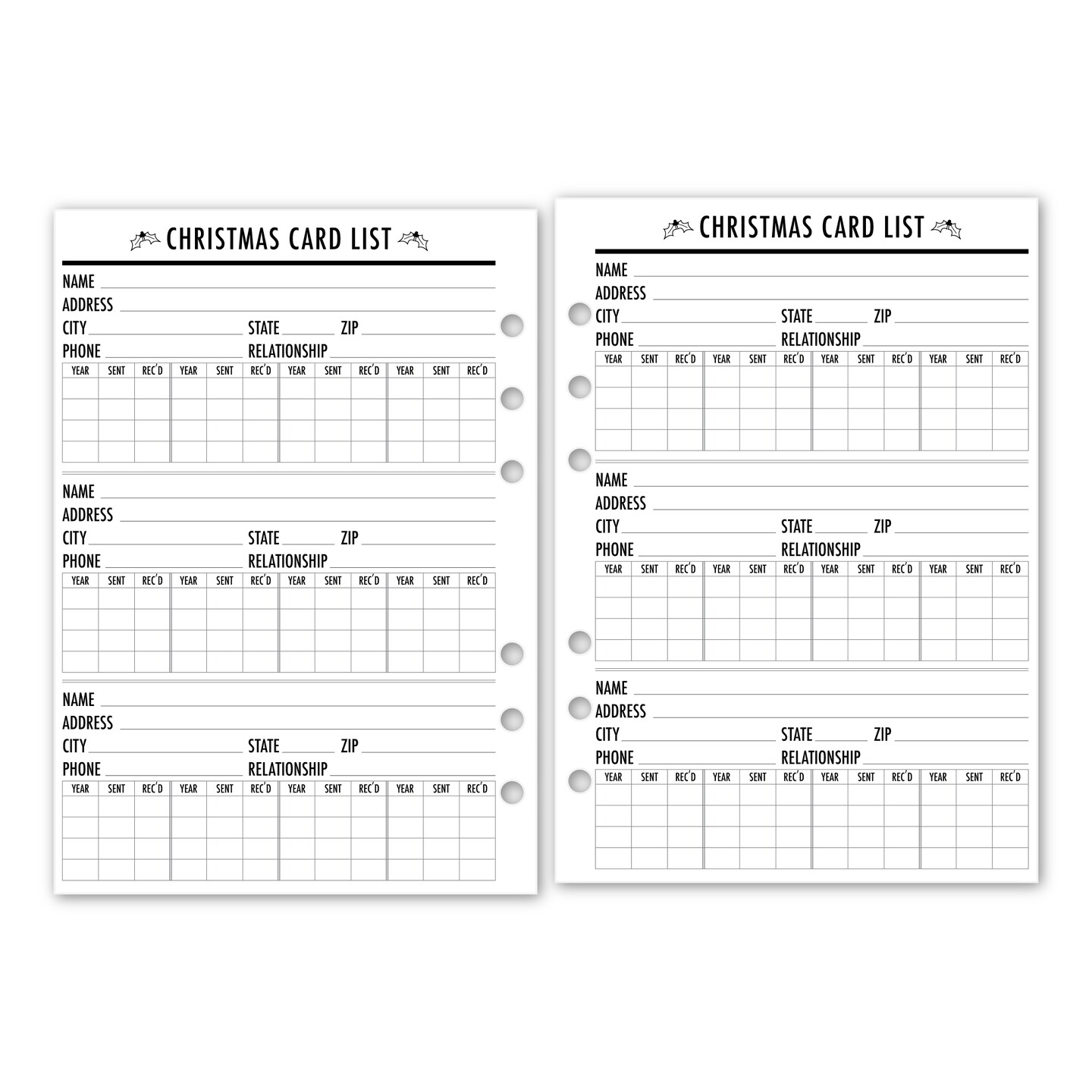 A5 Christmas Card List Planner Refill, 5.83 x 8.27 inches, Ring Binder  Insert Pages, Never Forget a Holiday Card | MakerPlace by Michaels