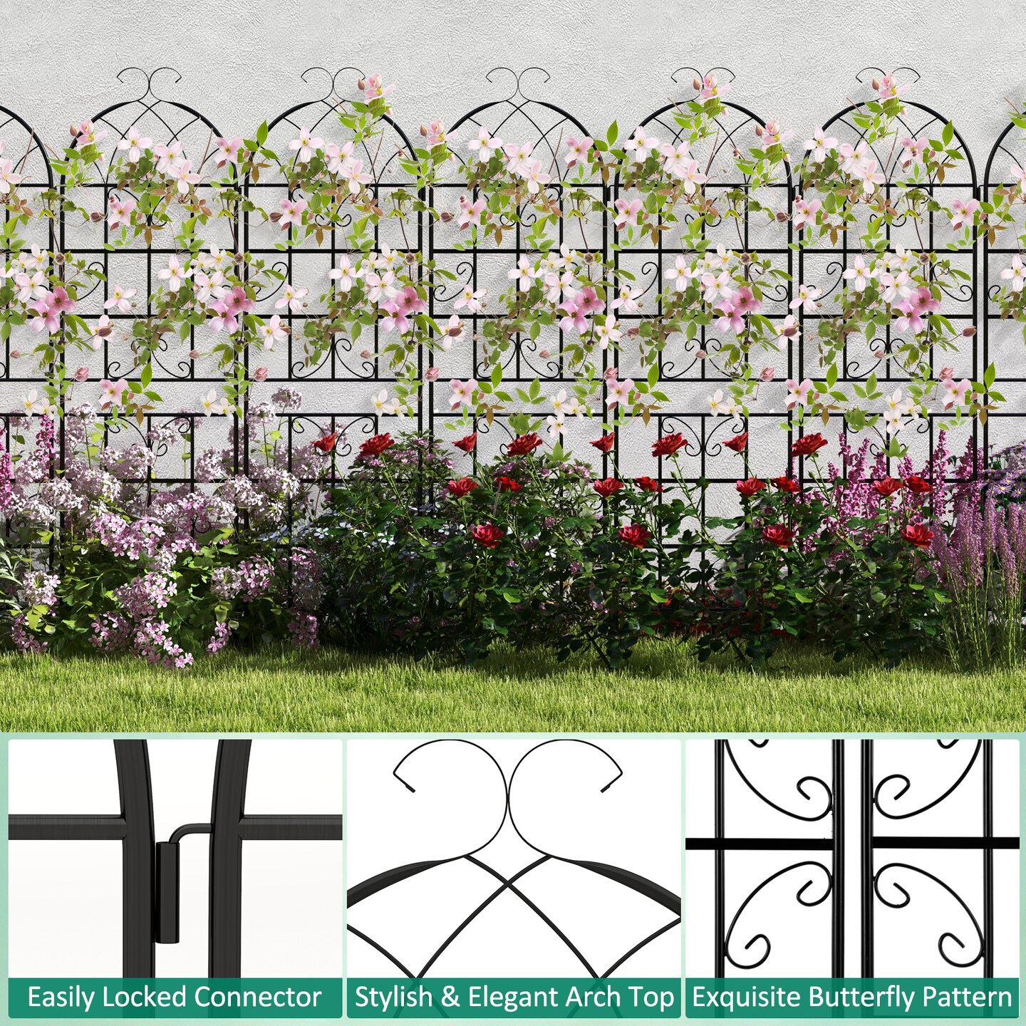 71 X 20 Inch Metal Garden Trellis For Climbing Plants-Set of 2