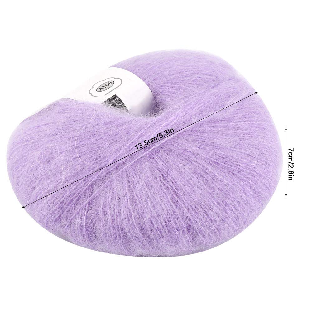 25g/Roll Mohair Knitting Yarn, Soft Wool Yarn Hand Knitting Yarn for DIY Shawl Scarf Socks Crocheting Supplies Home Necessity(Purple)