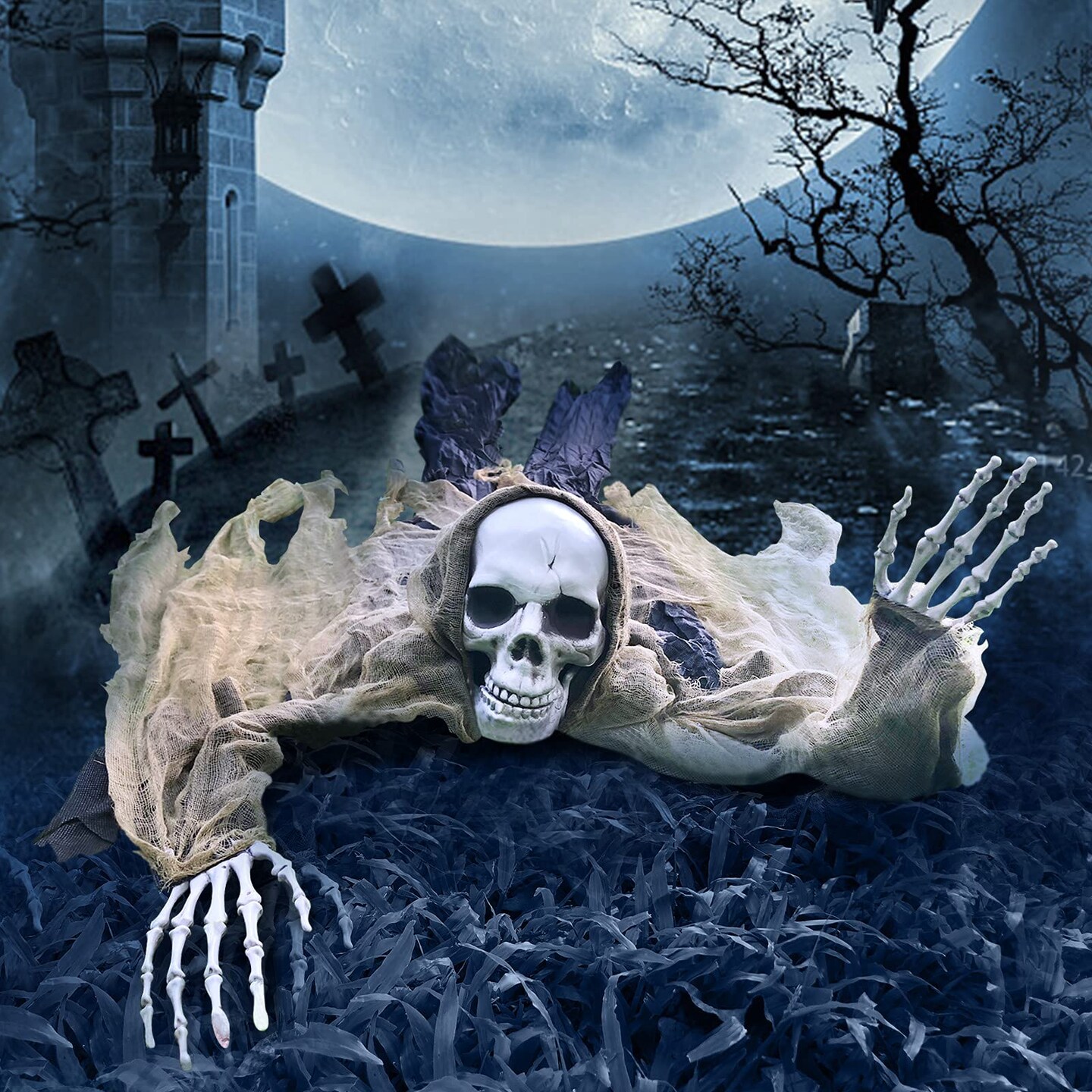 65 Inch Halloween Decorations Skeleton, Halloween Prop for Halloween Outdoor, Lawn, Yard, Patio Decoration, Graveyard Haunted House Decorations