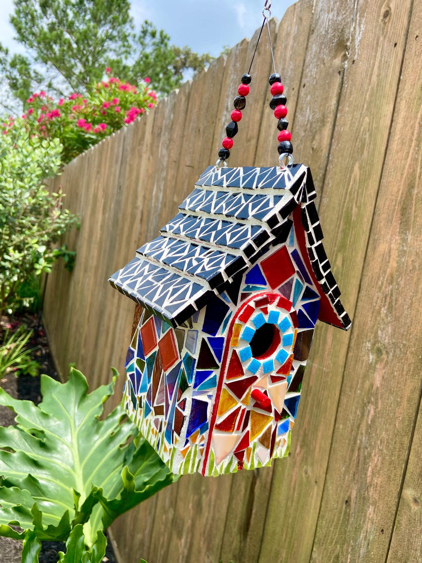 Outdoor outlets long Lasting Mosaic Birdhouse Glass Art Handmade in USA