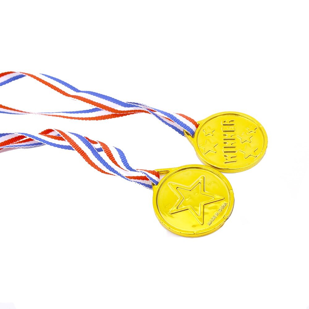 24 Pieces Kids Plastic Gold Winner Gold Award Medals with Neck Ribbon Party Favor Birthday Present Dress Up, Medals for Awards