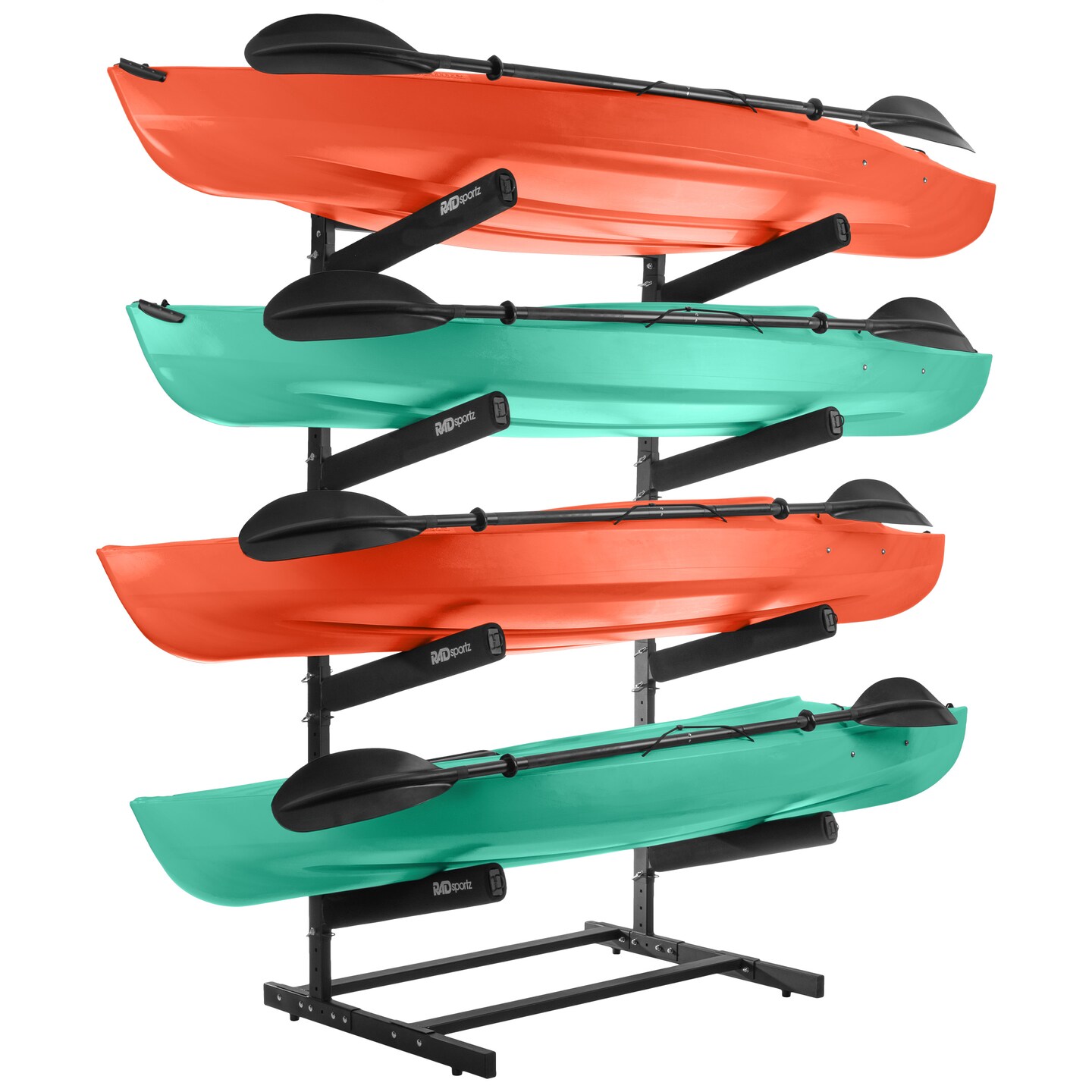Kayak Storage Rack - 4-Level Freestanding Adjustable Stand With Padded Arms And 400Lb Capacity For Canoes Sup Or