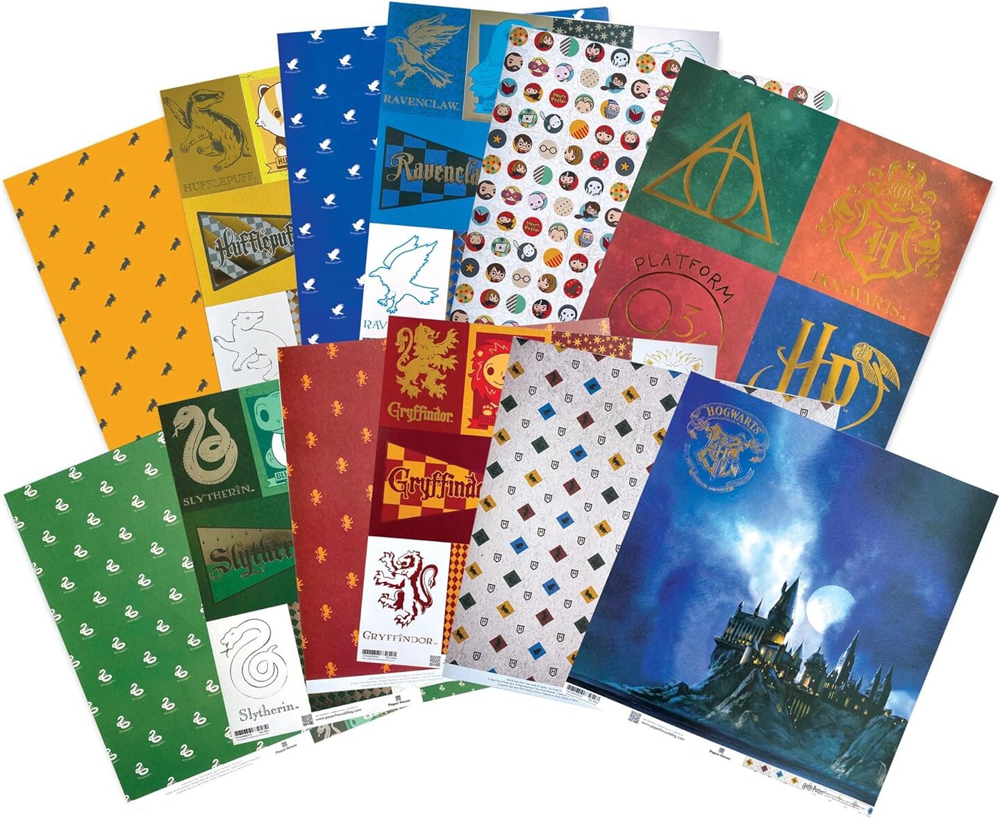Harry Potter 12&#x22; x 12&#x22; 12-Sheet Decorative Double Sided Paper Pack for Scrapbooking and Crafts - Hogwarts Houses