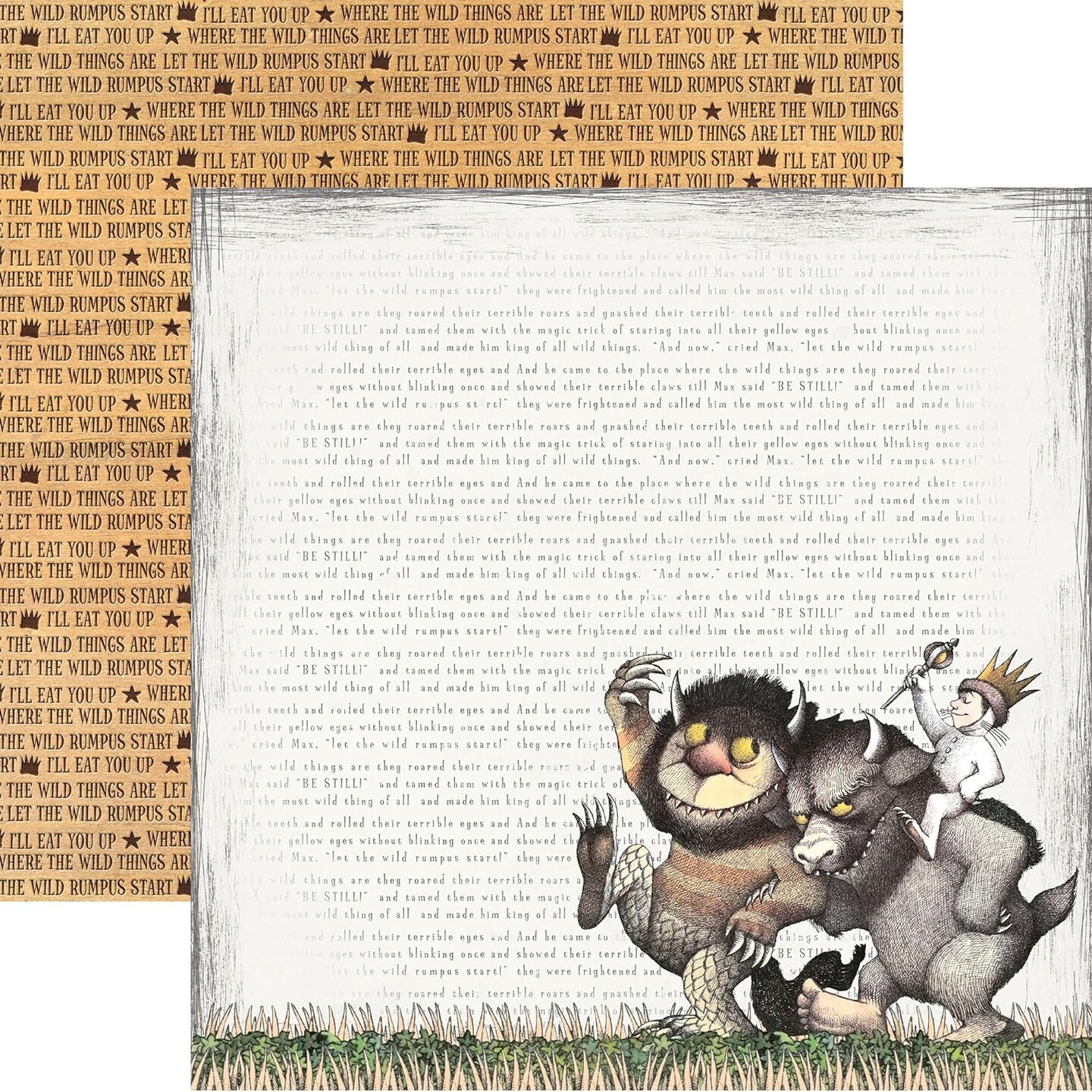 Where The Wild Things are 12&#x22; x 12&#x22; 12-Sheet Decorative Double Sided Paper Pack for Scrapbooking and Crafts