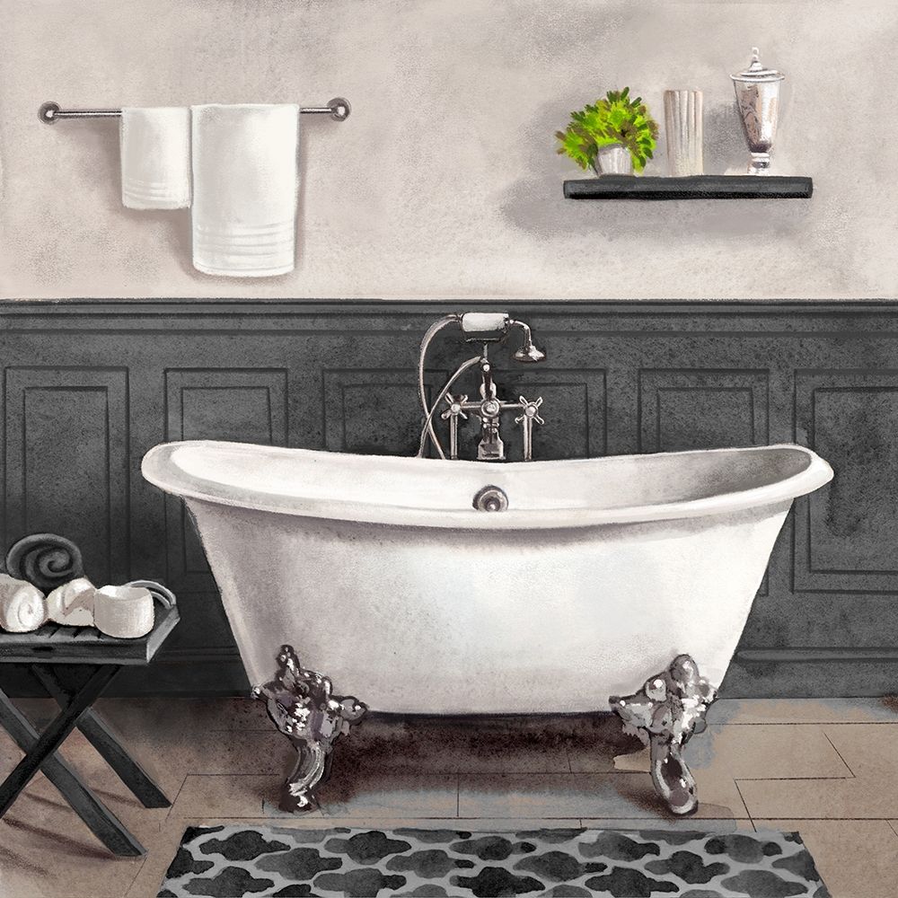 Serene Bath II black and white Poster Print by Bannarot Bannarot # RB14305BN