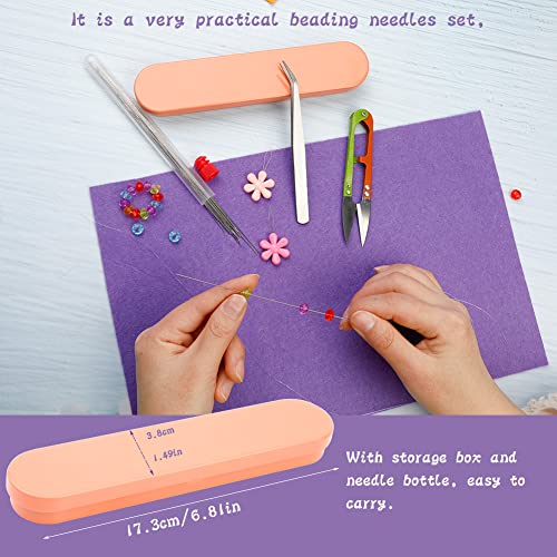 58 Pieces Beading Needles Set,50 Pieces Long Straight Beading Thread Needles, 8 Pcs Big Eye Beading Needles with Threader, Needle Bottle, Yarn Scissors,Tweezers for Bracelets and Jewelry Making