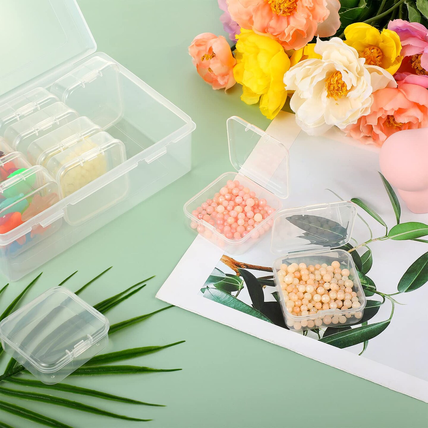 12 Pack Clear Square Plastic Storage Boxes - Perfect Bead Organizers For Crafts & Small Items (2.67x2.67x1.18in)