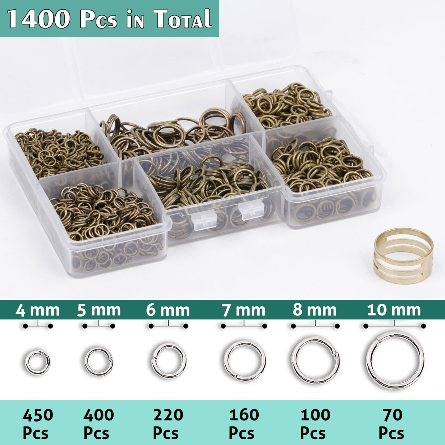 1400 Pieces stainless steel jump rings for jewelry making 4mm 6mm 5mm 7mm 8mm 10mm necklace bracelet clasps jewelry making supplies for adults(Silver)