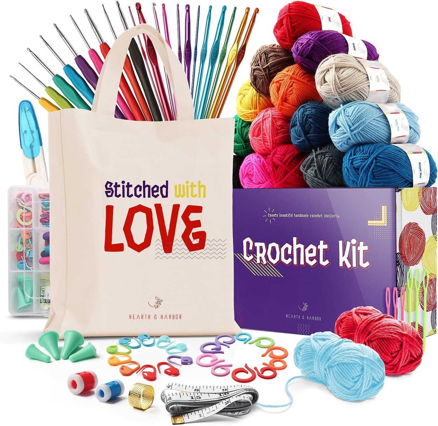 Crochet Kit for Beginners Adults, Crochet Kits for Beginner, Learn to Crochet Set, Crocheting