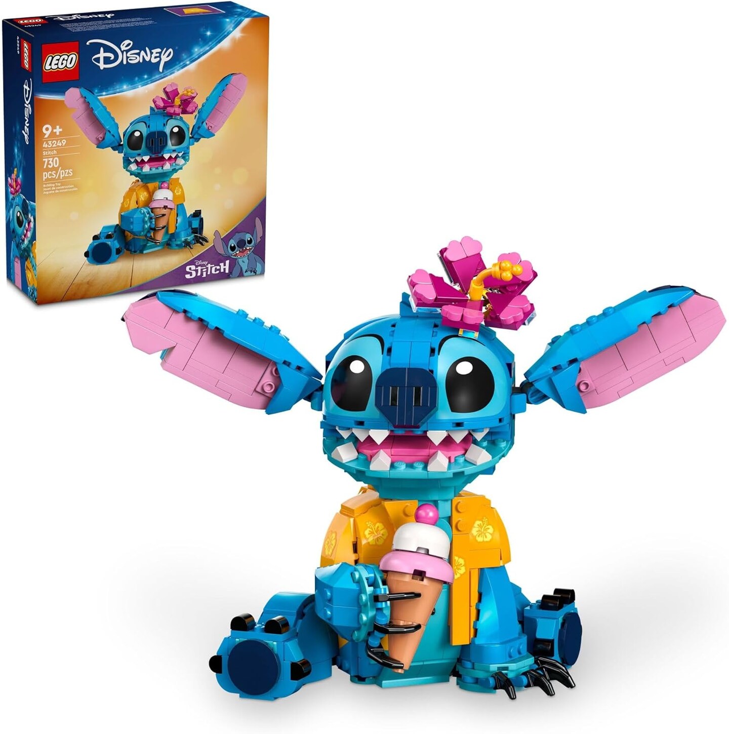LEGO Disney Stitch Toy Building Kit, Disney Toy for 9 Year Old Kids, Buildable Figure with Ice Cream Cone, Fun Disney Gift for Girls, Boys and Lovers of The.