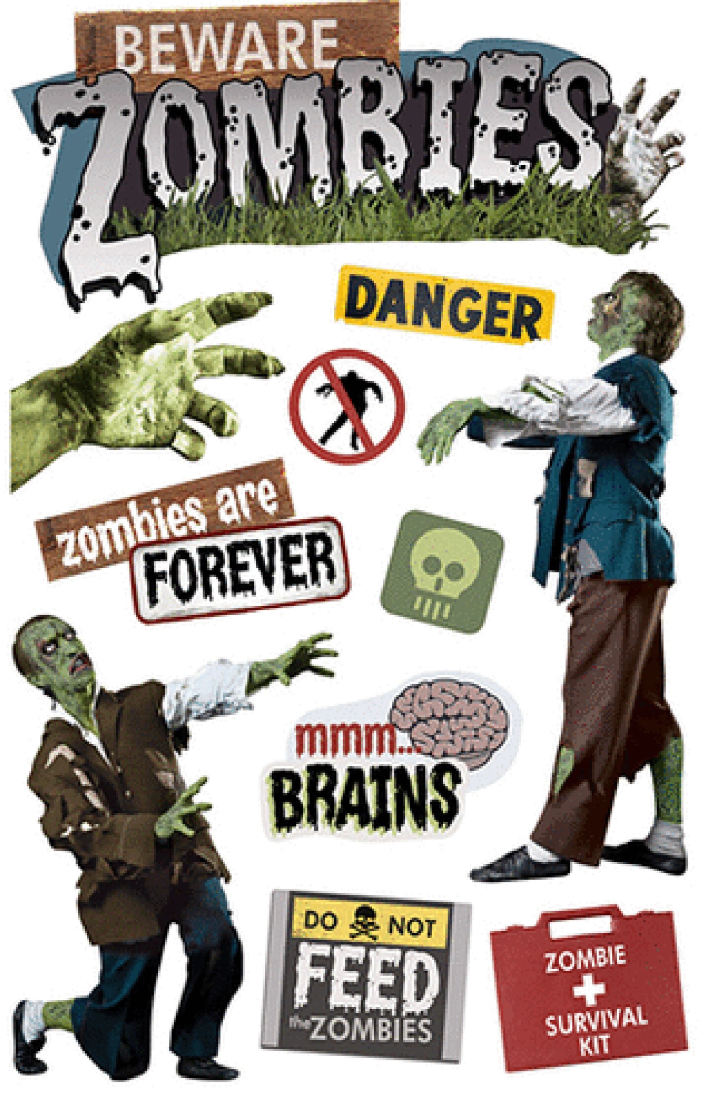 Paper House Beware Zombies Dimensional Stickers