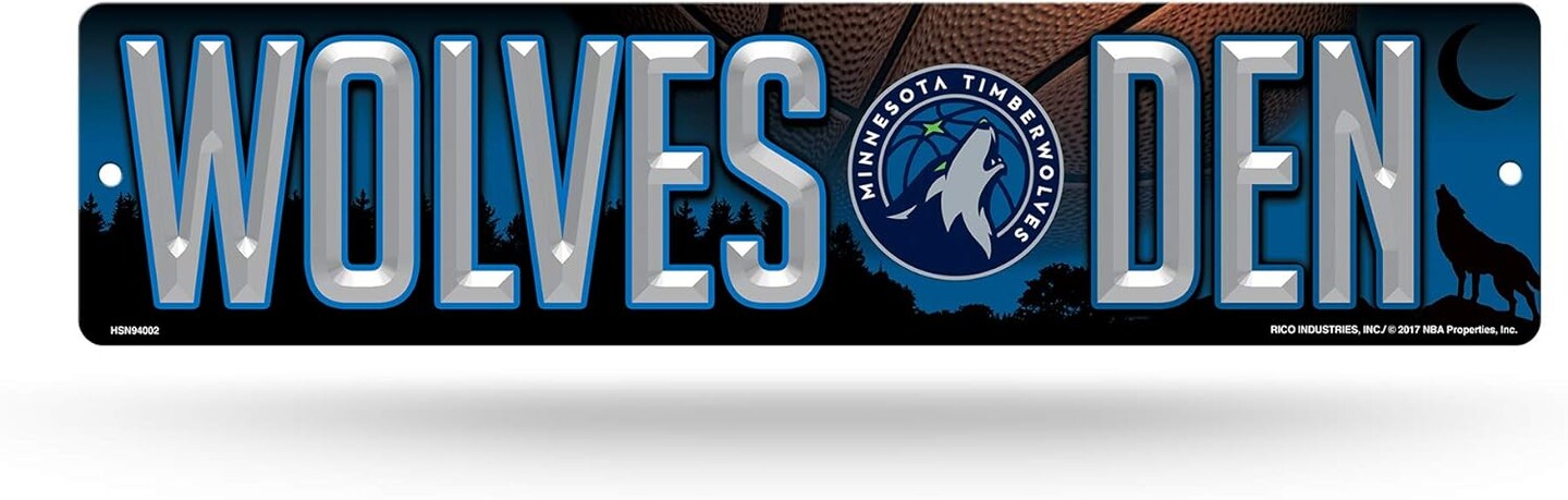 Rico Industries Timberwolves 16-Inch Plastic Street Sign D&#xE9;cor