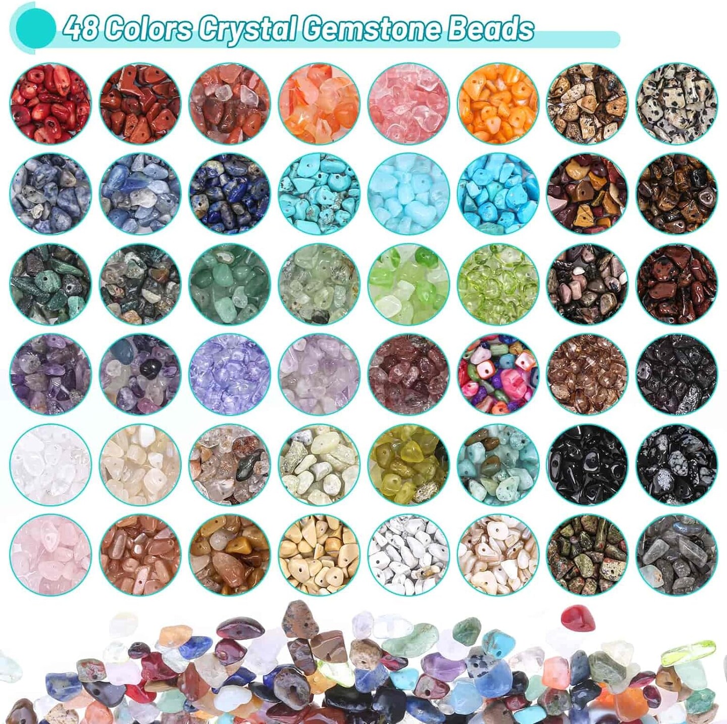 2278Pcs Crystal Beads for Jewelry Making Supplies, 48 Colors Ring Making Kit Crystals Jewelry Making Kit for Adults Bracelet Earring Necklace Making