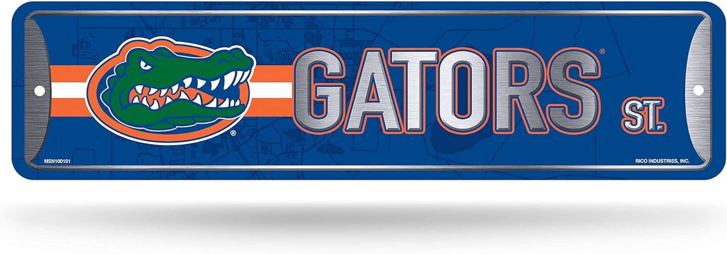 Rico Industries Gators (4&#x22; x 15&#x22;) Metal Street Sign D&#xE9;cor
