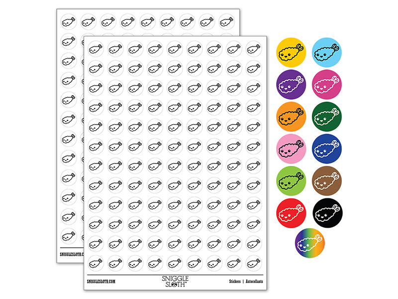 Kawaii Cute Shrimp Tempura Ebi 200+ 0.50&#x22; Round Stickers