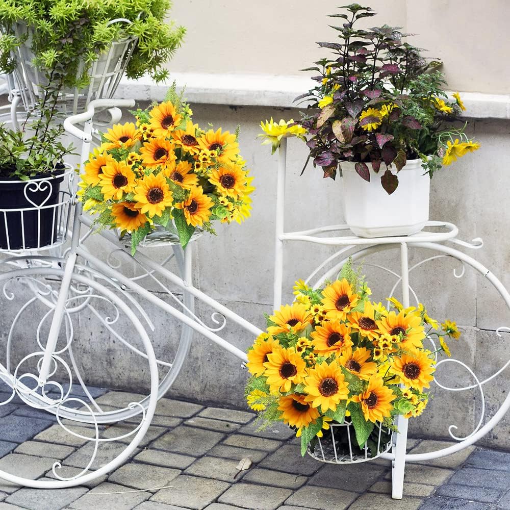 Artificial Sunflower Bouquets, 2 Bunches Fake Wildflowers for Baby Shower, Home, Wedding, Spring Decor, Bride Holding Flowers, DIY Garden Craft Art Decor