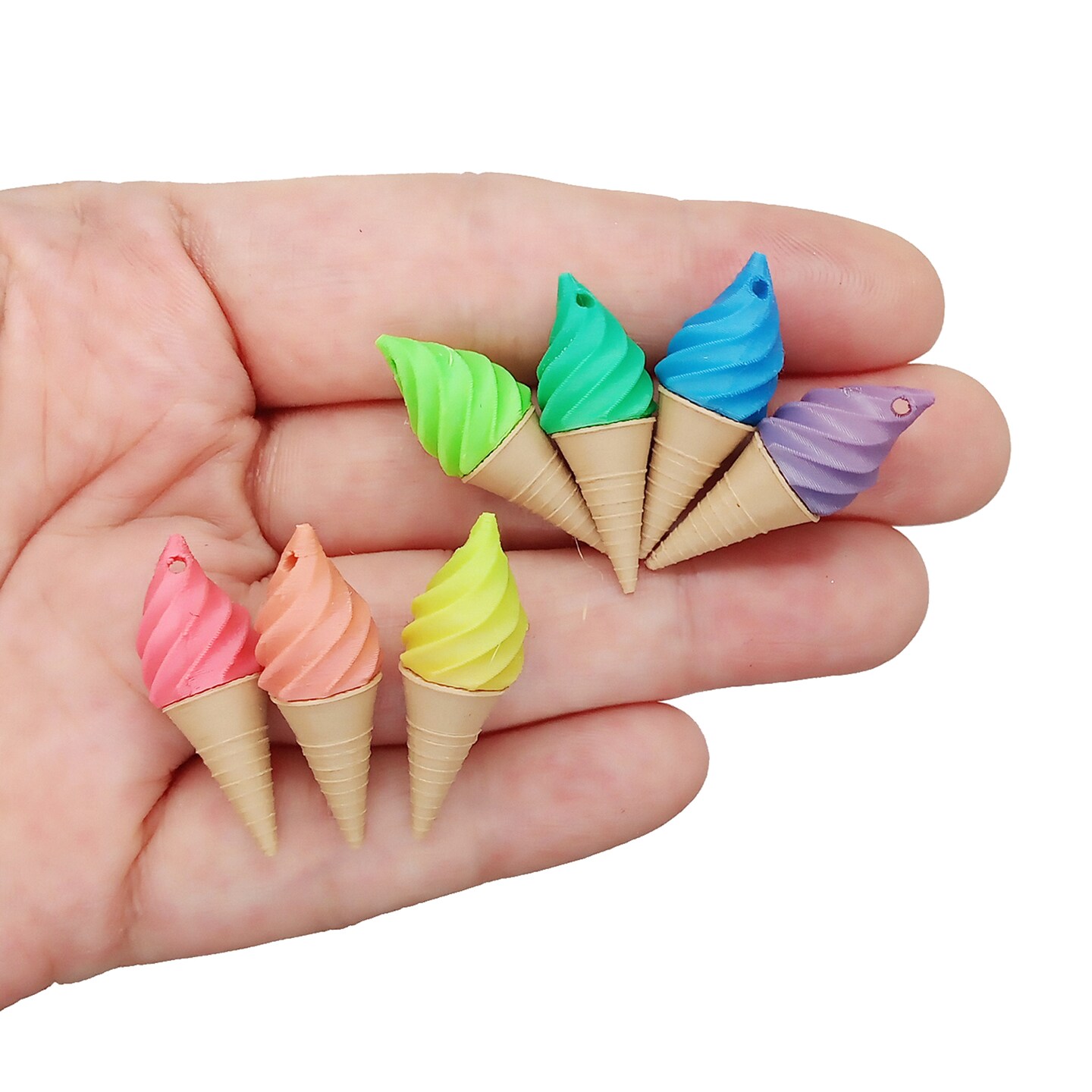 Sherbet Ice Cream Charms, Small Rainbow Food, 8 pc Mix or 4 Pairs, Adorabilities