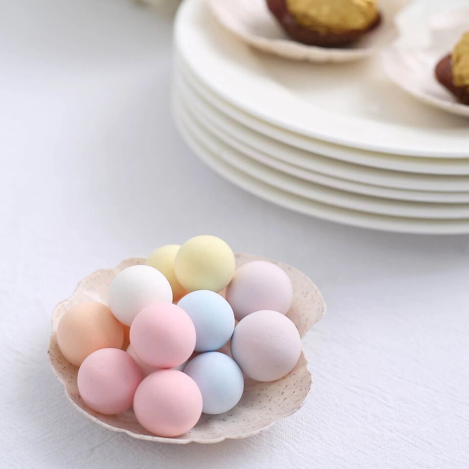 24 Natural 3.5 in Wheat Straw Fiber Mini Sea Shell SERVING TRAYS