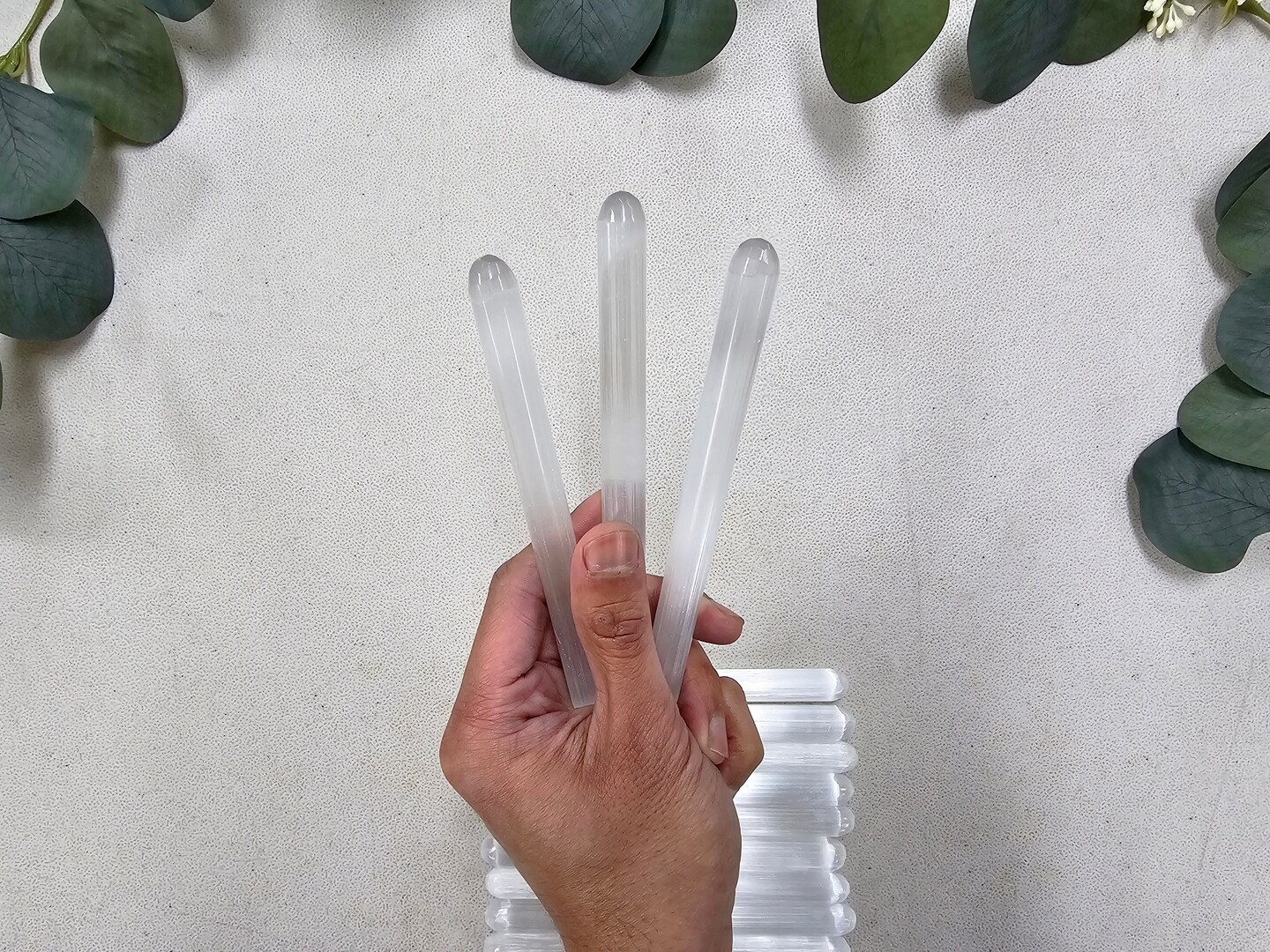 Thin Selenite Crystal Massage Wand for Healing D&#xE9;cor &#x26; Gifting