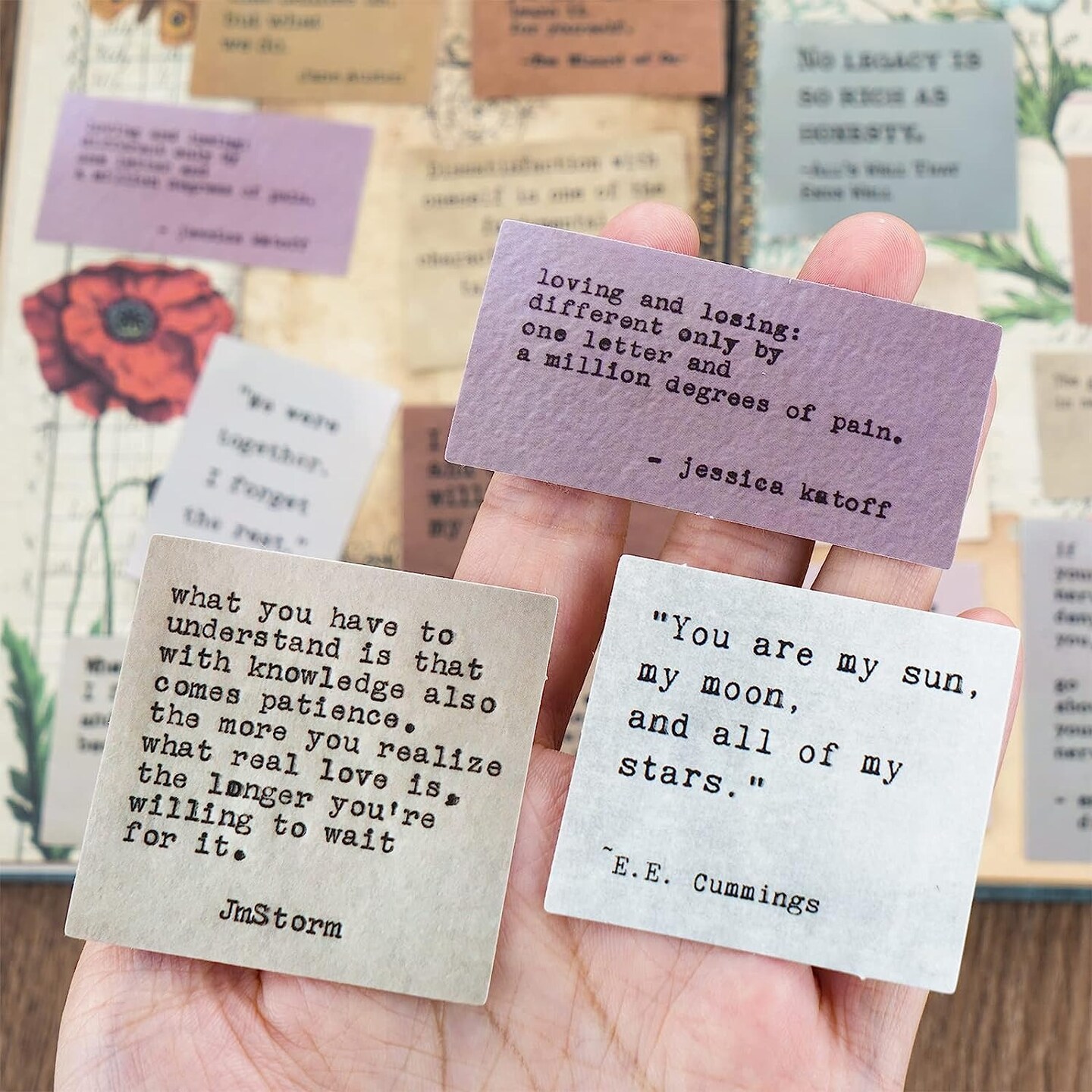 Non-repetitive Retro Typewriter Style Motivational Quote Stickers 300 Pieces