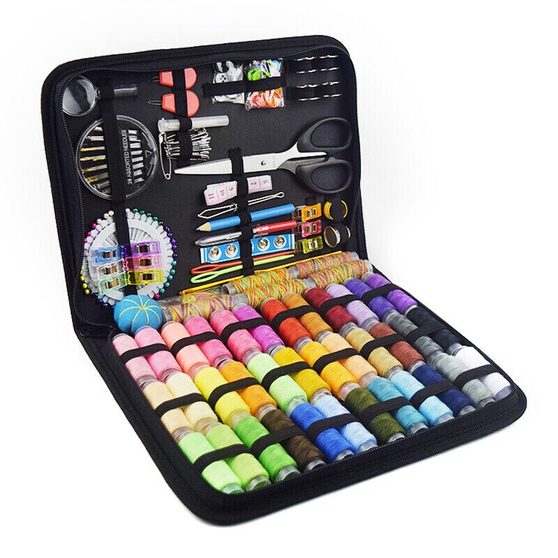 200-Piece Travel Sewing Kit with Scissors, Measure, and Storage Box
