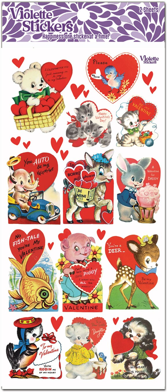 Vintage Valentines Stickers - 3 Packages