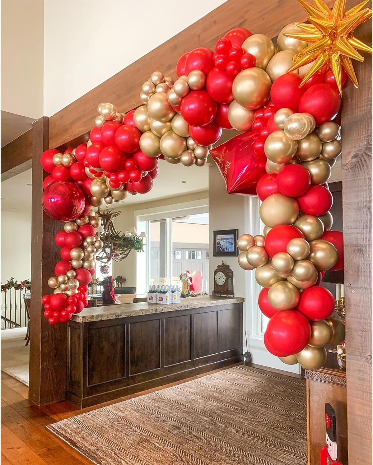 Red and Gold Balloons Garland Kit, 120PCS Red Metallic Gold Balloons Arch Kit with Gold Confetti Balloons for Valentine's Day Wedding Birthday Engagements Anniversary Party Decorations