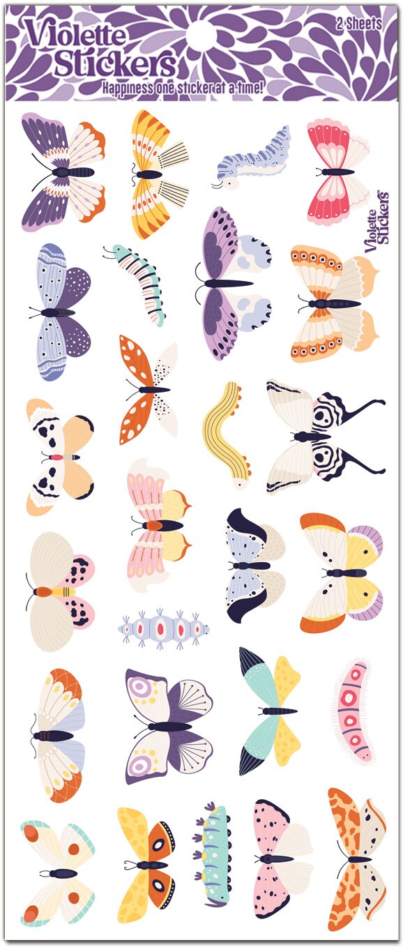 Crystal Butterflies &#x26; Caterpillars Stickers - 3 Packages