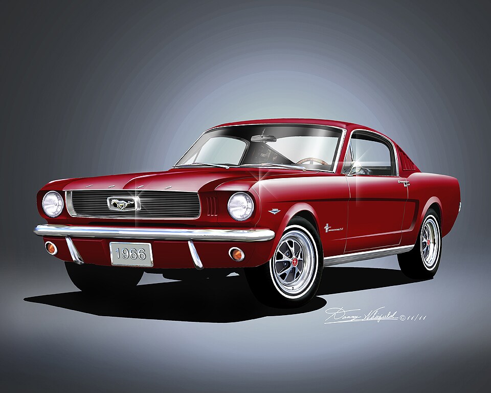 1966 Mustang Fastback - Vintage Burgundy | Car Art Prints by Danny ...