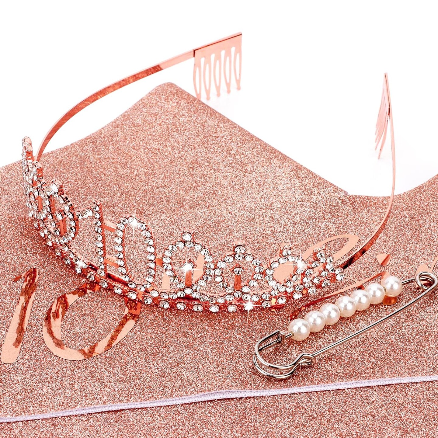 10th Birthday Crown and Sash + Pearl Pin Set, 10th Birthday Decorations for Girl 10 Year Old Girl Birthday Gifts 10th It&#x27;s My 10th Birthday Happy 10th Birthday Party Favor Supplies