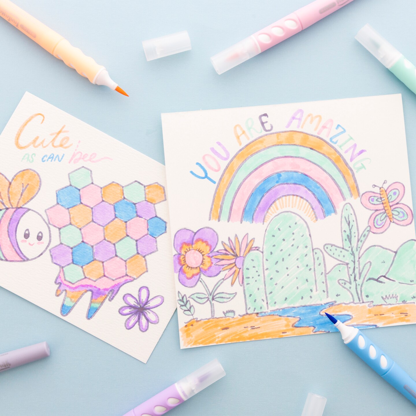 BAZIC Brush Markers 6 Pastel Colors