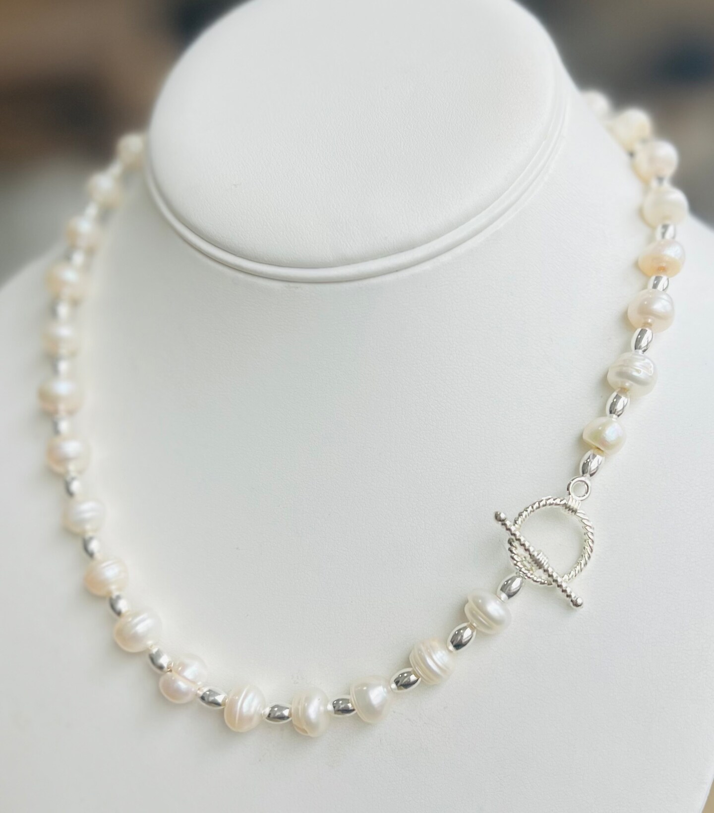 Necklace, Freshwater Pearl Necklace Jewelru, sterling silver