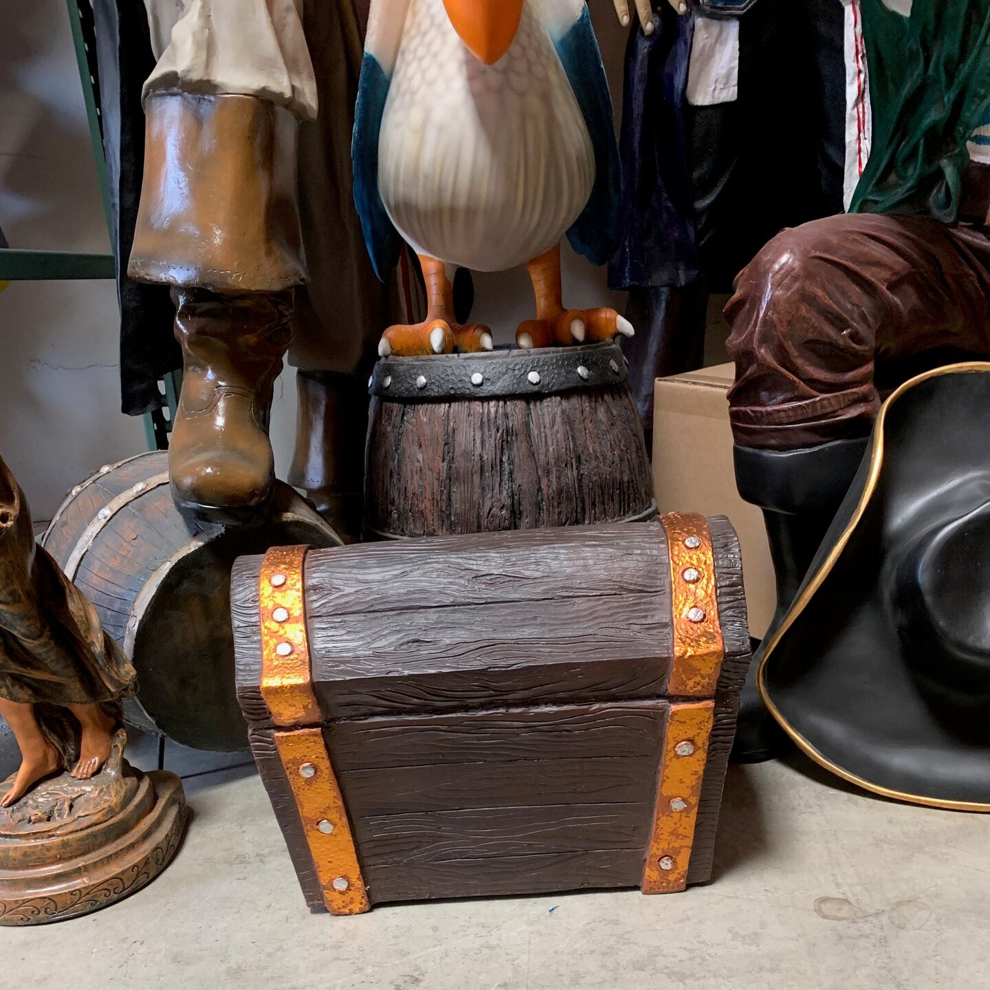 Small Open Treasure Chest Life Size Statue