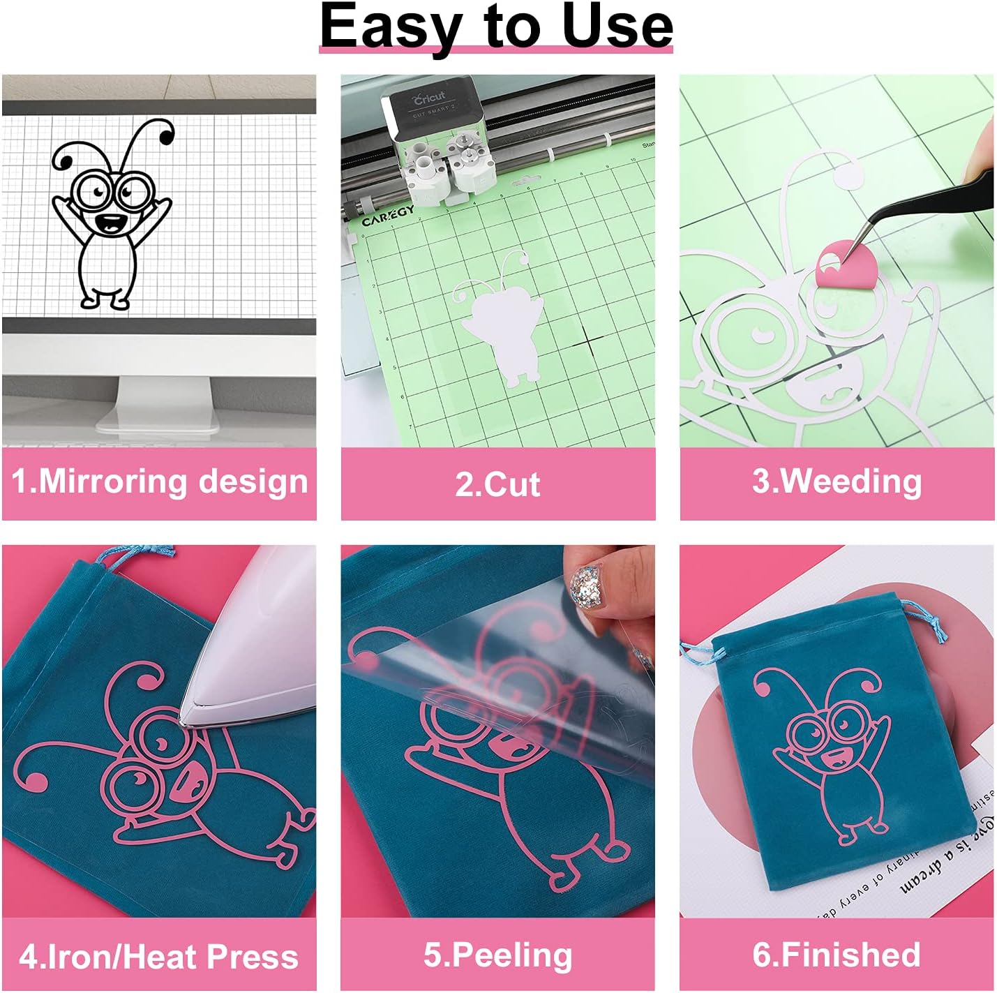 Heat Transfer Vinyl for T-Shirts 12in.x10in. 15 Sheets-Iron On Vinyl HTV Bundle