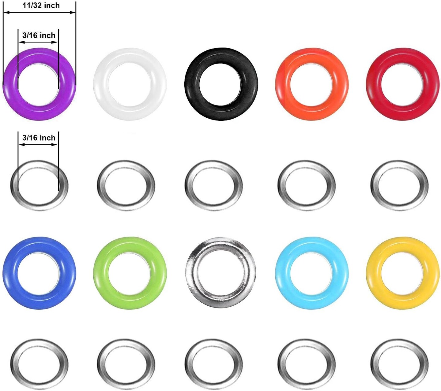 400 Sets 3/16 Inch Multi-Color Grommets Kit Metal Eyelets with Installation Tools and Instructor in Clear Box