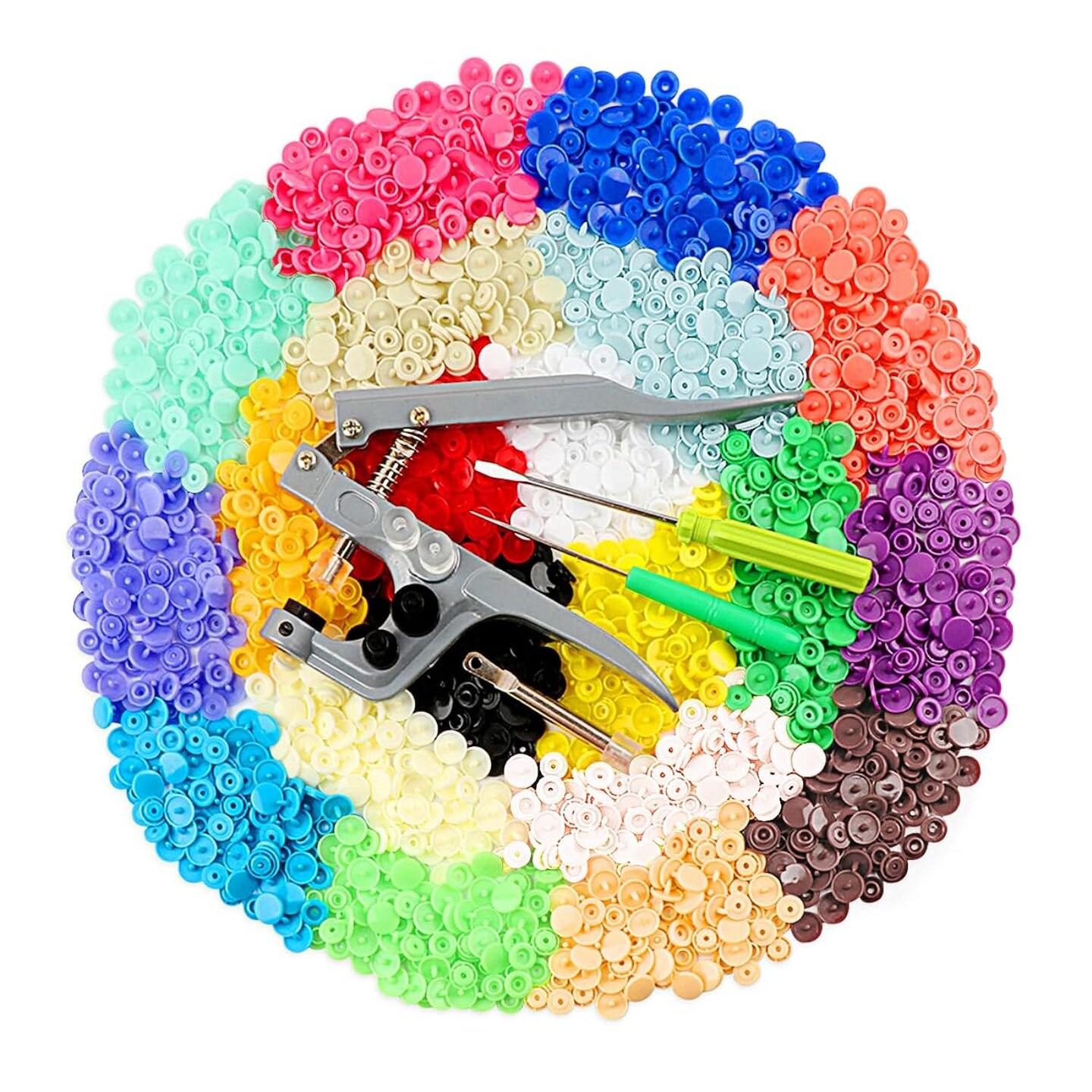 400 Sets Snap Buttons with Snap Pliers T5 Plastic Snaps No-Sew Buttons Fastener Setter for Clothing Diapers Bibs Rain Coat Crafting