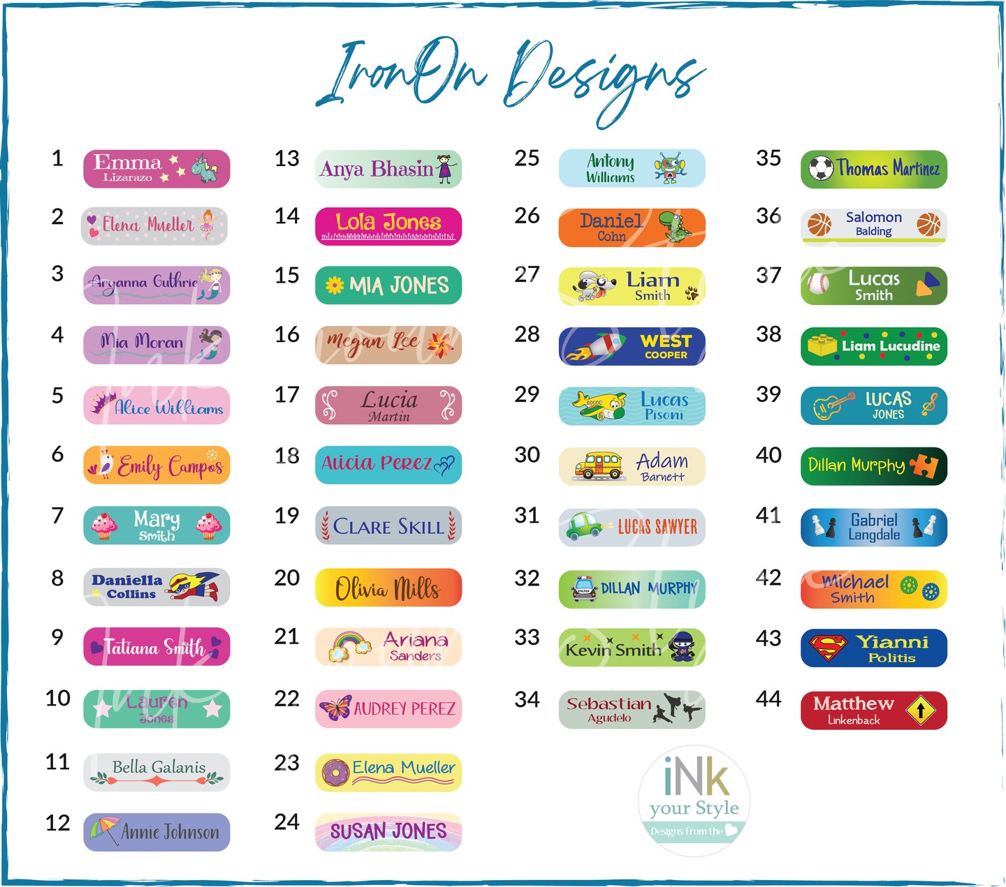 Personalized iron on clothing labels Back to school clothing labels