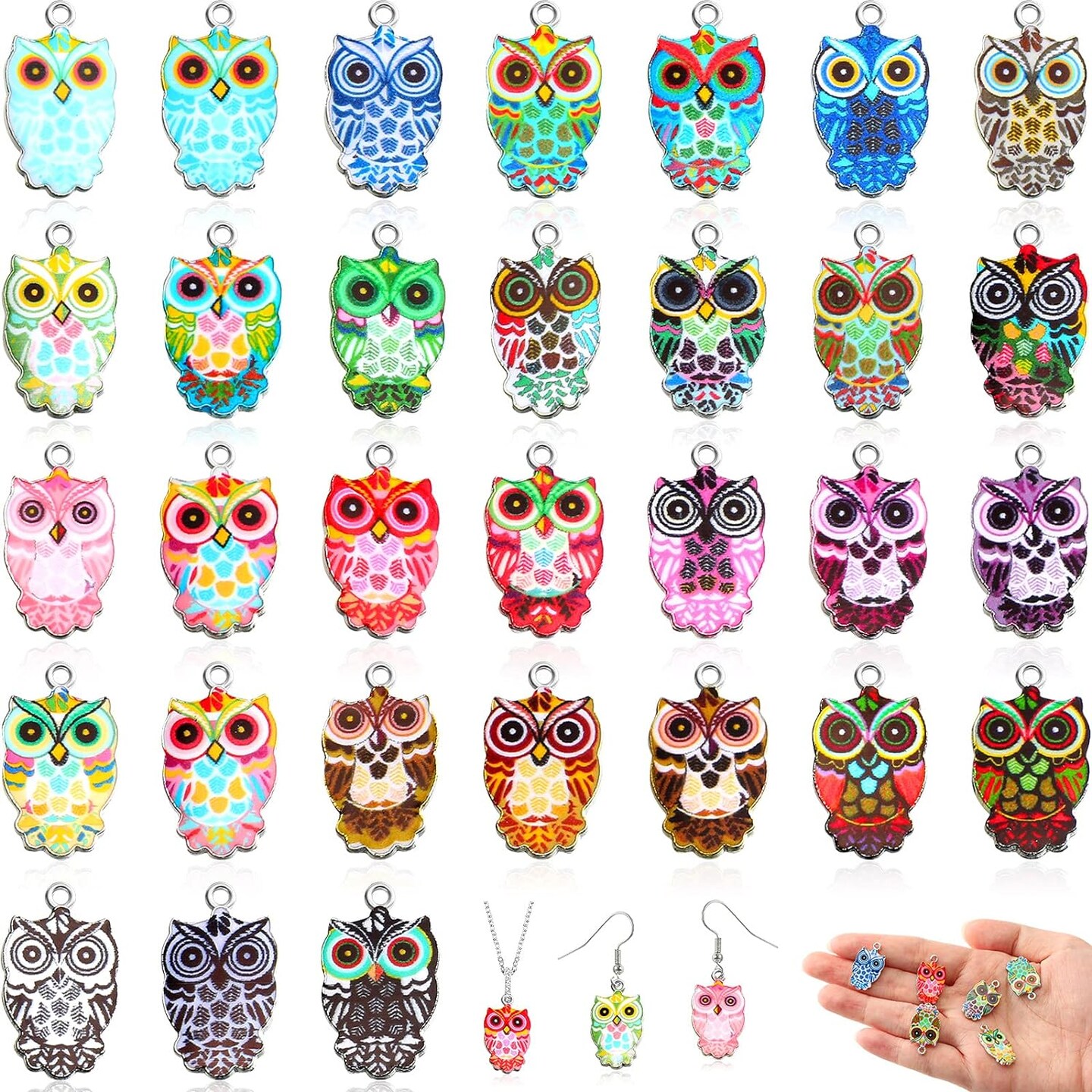 62 Pieces Halloween Owl Enamel Charms for Jewelry Making Colorful Owl Charms Pendant DIY Owl Charms Pendant Crafting Accessories for Earrings Necklaces Bracelets, 31 Colors