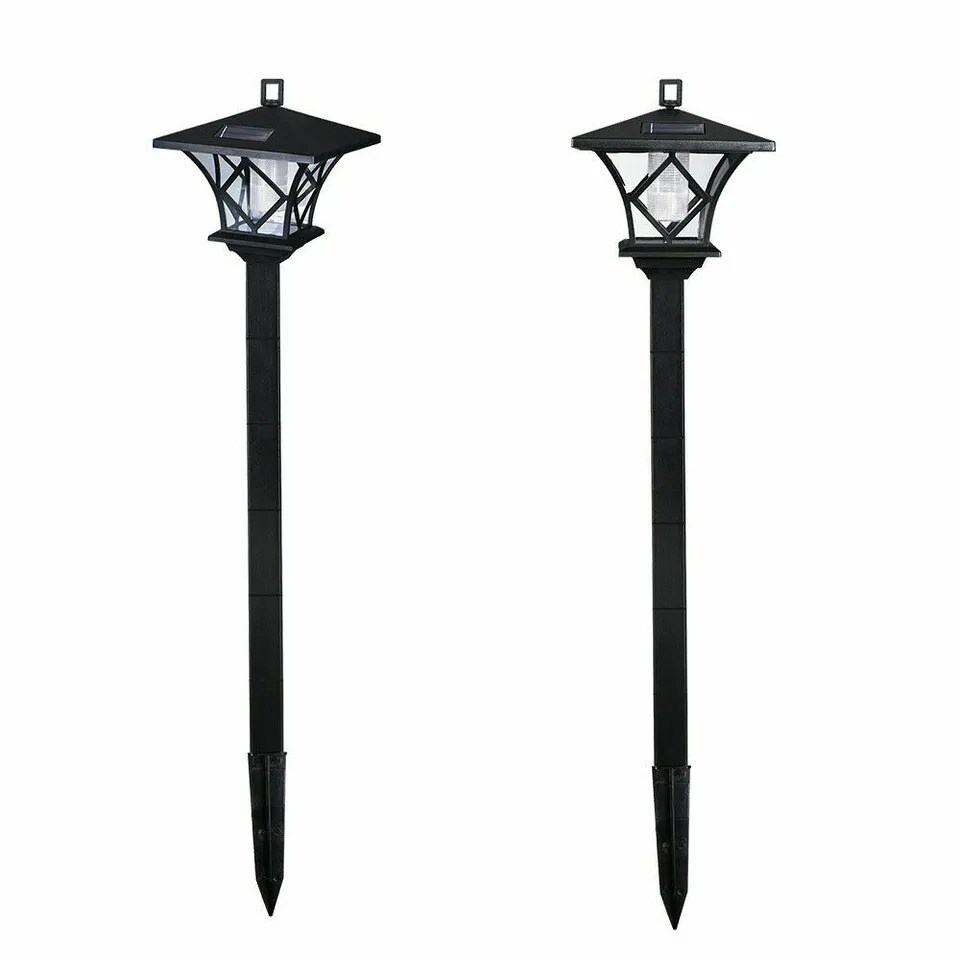 Solar Power Light Lamp Post Lantern 2-in-1 Yard Stake Outdoor Garden Lighting 5&#x27;