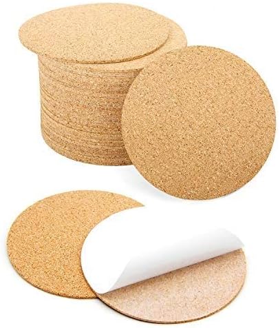 36 Pcs Self-Adhesive Cork Round for DIY Coasters, 4&#x22;x 4&#x22; Cork Circle, Cork Tiles, Cork Mat, Cork Sheets with Strong Adhesive-Backed